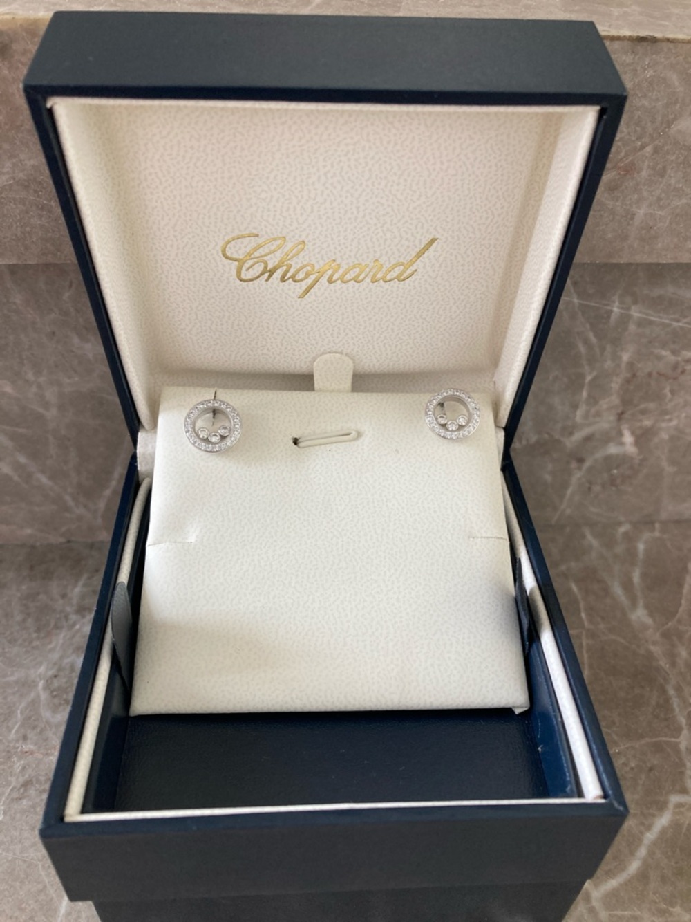 Chopard White Gold Diamond Circle Stud Earrings